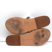 Ancient Greek Sandals Daphnae Slide Sandals Silver Metallic Leather Size 38