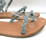 Ancient Greek Sandals Eleftheria Ankle Strap Sandals Braided Light Denim Size 38