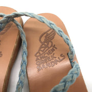 Ancient Greek Sandals Eleftheria Ankle Strap Sandals Braided Light Denim Size 38