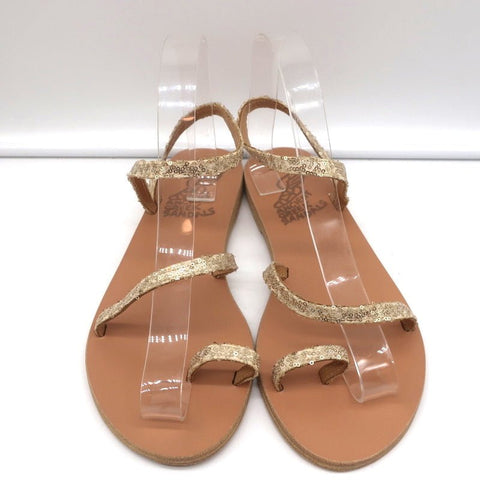 Ancient Greek Sandals Eleftheria Ankle Strap Sandals Gold Sequin Size 38 NEW