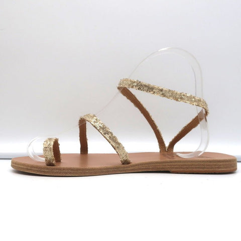 Ancient Greek Sandals Eleftheria Ankle Strap Sandals Gold Sequin Size 38 NEW