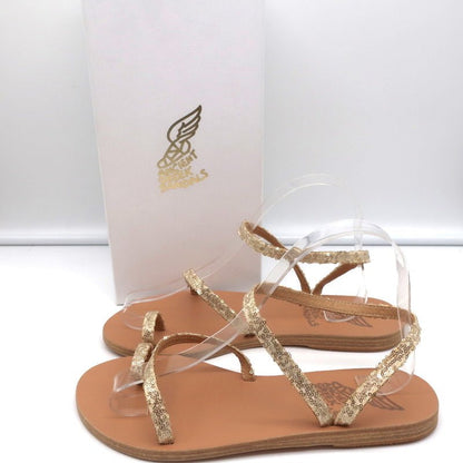 Ancient Greek Sandals Eleftheria Ankle Strap Sandals Gold Sequin Size 38 NEW