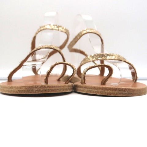 Ancient Greek Sandals Eleftheria Ankle Strap Sandals Gold Sequin Size 38 NEW