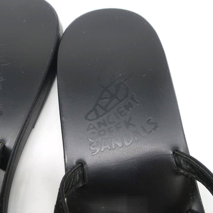 Ancient Greek Sandals Hara Bow Slide Sandals Black Satin Size 38