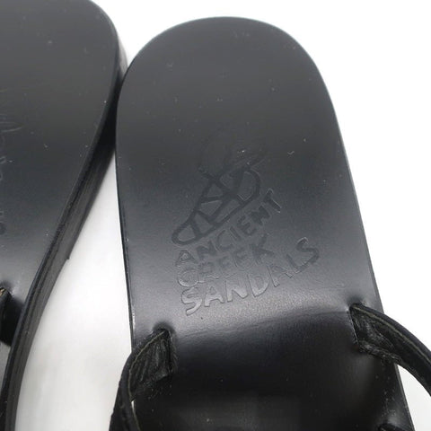 Ancient Greek Sandals Hara Bow Slide Sandals Black Satin Size 38