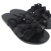 Ancient Greek Sandals Hara Bow Slide Sandals Black Satin Size 38