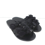 Ancient Greek Sandals Hara Bow Slide Sandals Black Satin Size 38