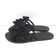 Ancient Greek Sandals Hara Bow Slide Sandals Black Satin Size 38