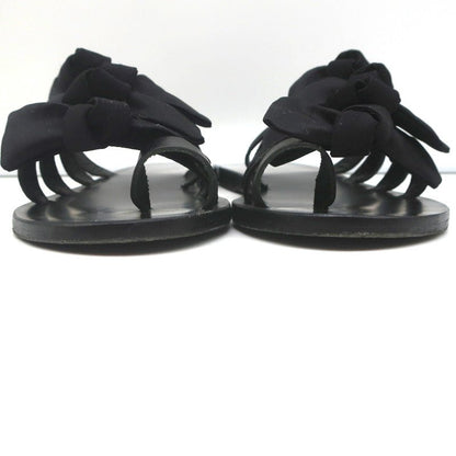 Ancient Greek Sandals Hara Bow Slide Sandals Black Satin Size 38