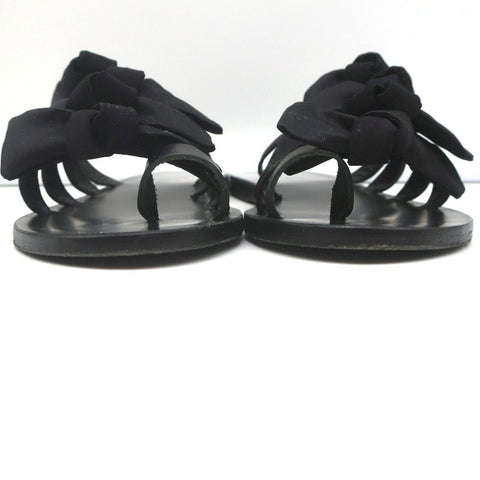 Ancient Greek Sandals Hara Bow Slide Sandals Black Satin Size 38