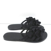 Ancient Greek Sandals Hara Bow Slide Sandals Black Satin Size 38