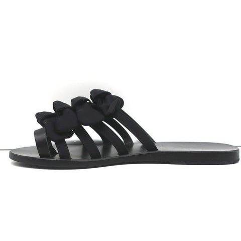 Ancient Greek Sandals Hara Bow Slide Sandals Black Satin Size 38