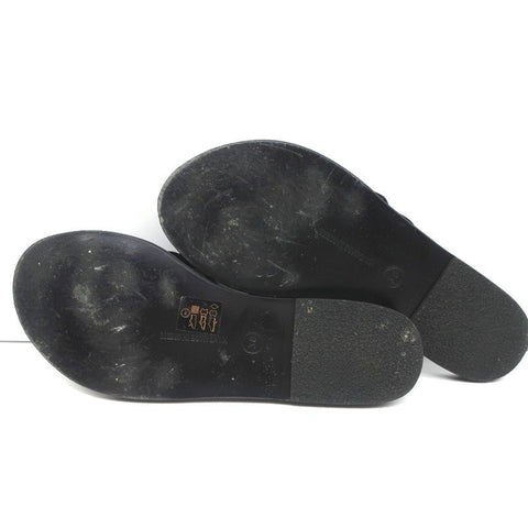 Ancient Greek Sandals Hara Bow Slide Sandals Black Satin Size 38