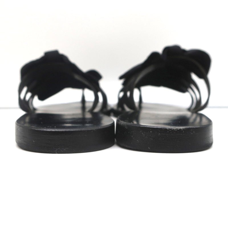 Ancient Greek Sandals Hara Bow Slide Sandals Black Satin Size 38