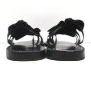 Ancient Greek Sandals Hara Bow Slide Sandals Black Satin Size 38