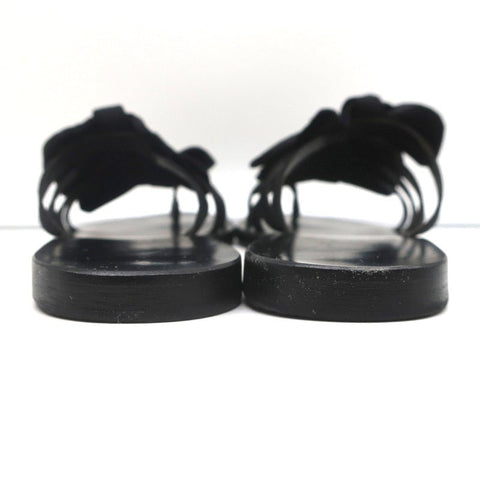 Ancient Greek Sandals Hara Bow Slide Sandals Black Satin Size 38