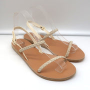 Ancient Greek Sandals Irida Slingback Sandals Off-White Braided Leather Size 38