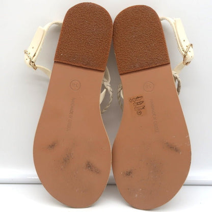 Ancient Greek Sandals Irida Slingback Sandals Off-White Braided Leather Size 38