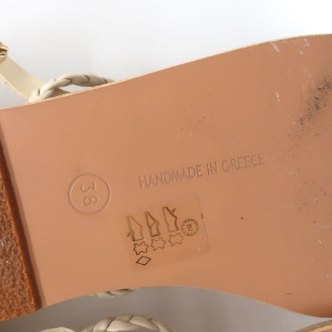 Ancient Greek Sandals Irida Slingback Sandals Off-White Braided Leather Size 38
