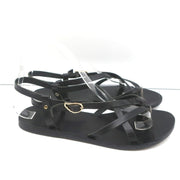 Ancient Greek Sandals Semele Crisscross Slingback Sandals Black Leather Size 38