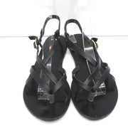 Ancient Greek Sandals Semele Crisscross Slingback Sandals Black Leather Size 38