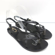 Ancient Greek Sandals Semele Crisscross Slingback Sandals Black Leather Size 38