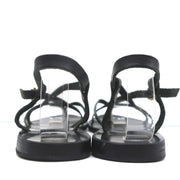 Ancient Greek Sandals Semele Crisscross Slingback Sandals Black Leather Size 38
