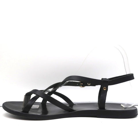 Ancient Greek Sandals Semele Crisscross Slingback Sandals Black Leather Size 38