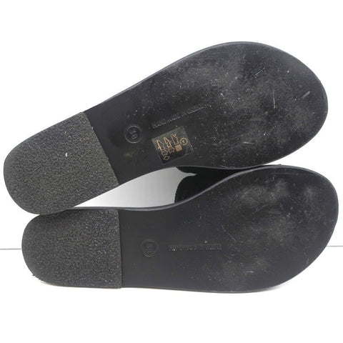 Ancient Greek Sandals Taygete Bow Slide Sandals Black Velvet Size 38