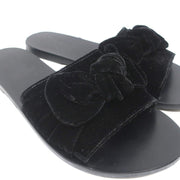 Ancient Greek Sandals Taygete Bow Slide Sandals Black Velvet Size 38