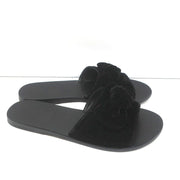 Ancient Greek Sandals Taygete Bow Slide Sandals Black Velvet Size 38