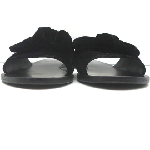 Ancient Greek Sandals Taygete Bow Slide Sandals Black Velvet Size 38