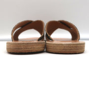 Ancient Greek Sandals Thais Crisscross Slides Leopard Print Satin Size 38 NEW