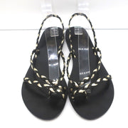 Ancient Greek Sandals Yianna Slingback Sandal Black/Gold Braided Leather Size 38