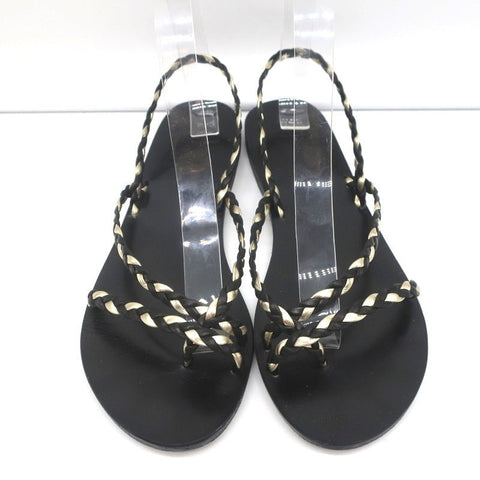 Ancient Greek Sandals Yianna Slingback Sandal Black/Gold Braided Leather Size 38