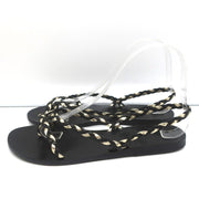 Ancient Greek Sandals Yianna Slingback Sandal Black/Gold Braided Leather Size 38