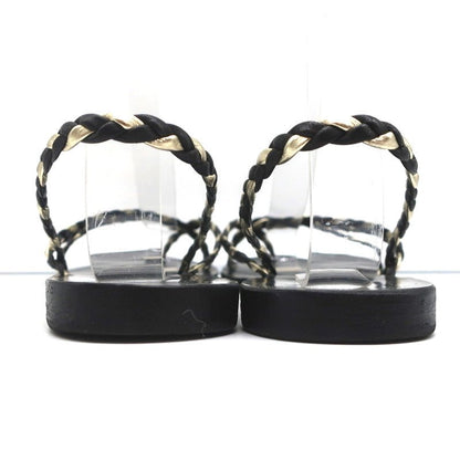 Ancient Greek Sandals Yianna Slingback Sandal Black/Gold Braided Leather Size 38