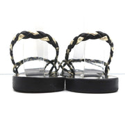 Ancient Greek Sandals Yianna Slingback Sandal Black/Gold Braided Leather Size 38