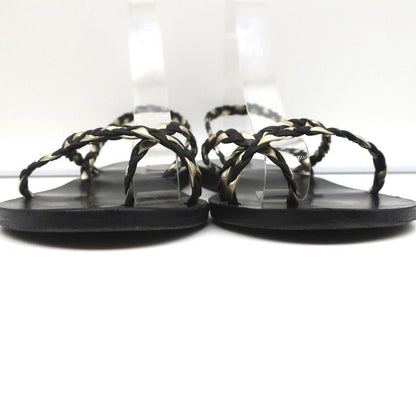 Ancient Greek Sandals Yianna Slingback Sandal Black/Gold Braided Leather Size 38