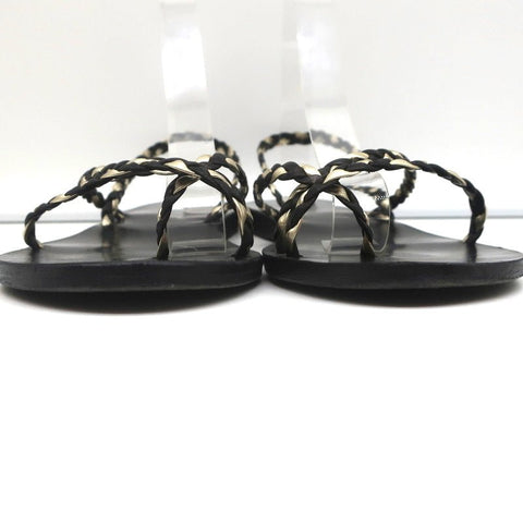 Ancient Greek Sandals Yianna Slingback Sandal Black/Gold Braided Leather Size 38