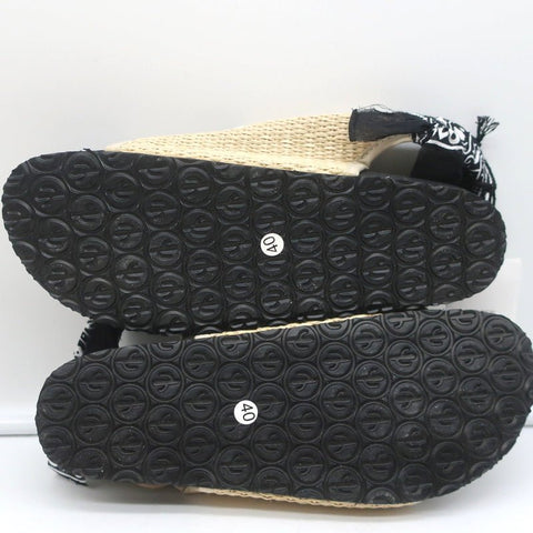 Arizona Love Apache Bandana Raffia Sandals Natural/Black Size 40 NEW