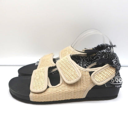 Arizona Love Apache Bandana Raffia Sandals Natural/Black Size 40 NEW