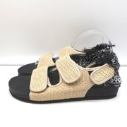 Arizona Love Apache Bandana Raffia Sandals Natural/Black Size 40 NEW