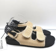 Arizona Love Apache Bandana Raffia Sandals Natural/Black Size 40 NEW