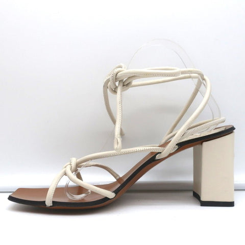 ATP Atelier Ankle Wrap Sandals Andria Cream Leather Size 41 Open Toe Heels