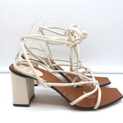 ATP Atelier Ankle Wrap Sandals Andria Cream Leather Size 41 Open Toe Heels