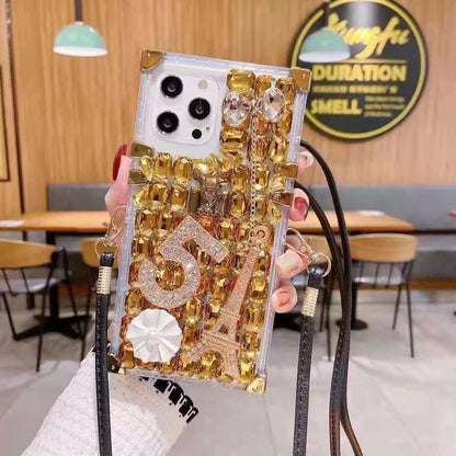 Diamond-studded square phone case lbcase