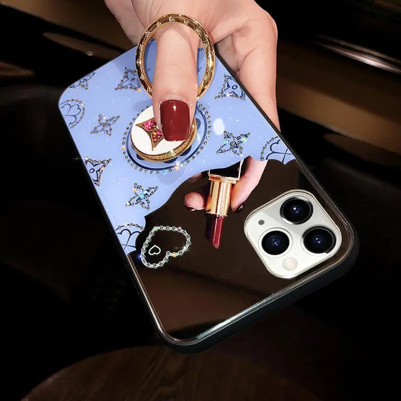 Blue Rhinestones Mirror Case lbcase