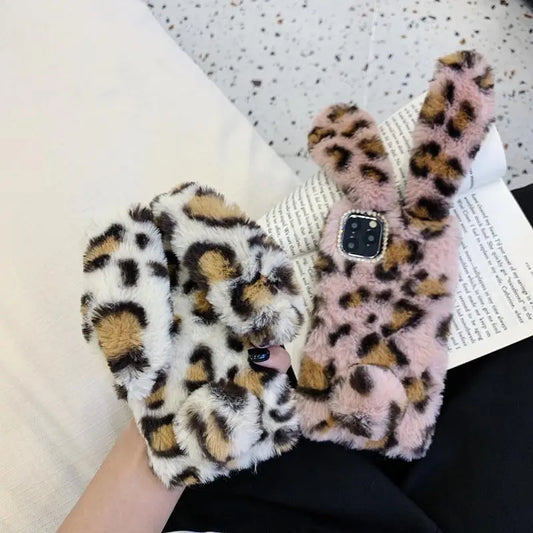 Leopard rabbit plush phone case for iphone lbcase