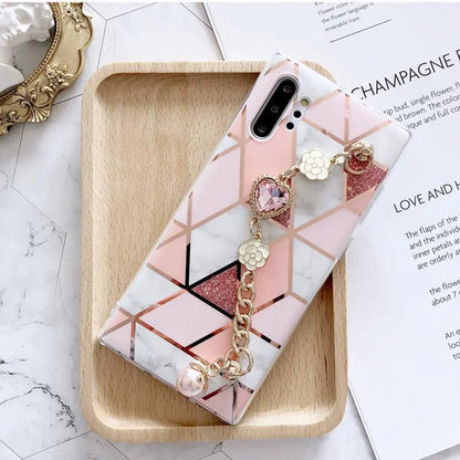Marble gem chain phone case lbcase